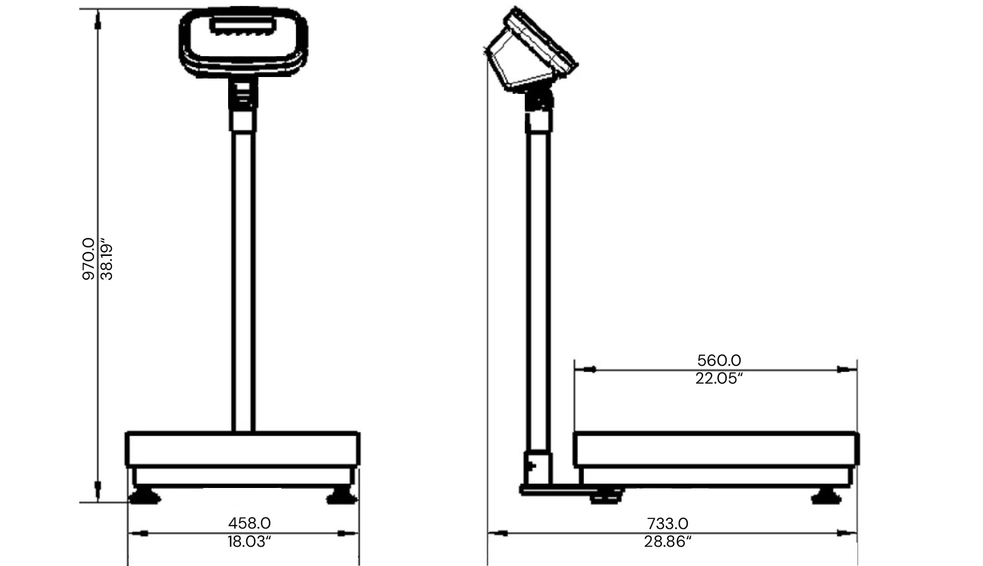 bench scale dimension